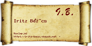 Iritz Bács névjegykártya